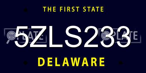 5ZLS233 Delaware License Plate