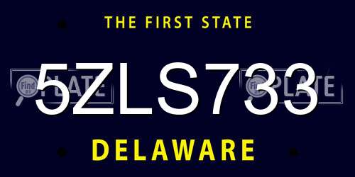 5ZLS733 Delaware License Plate