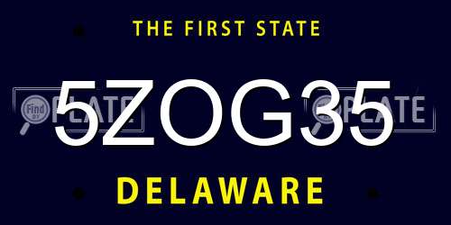5ZOG35 Delaware License Plate