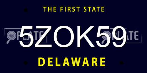 5ZOK59 Delaware License Plate