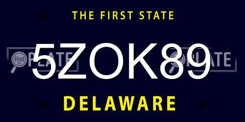 5ZOK89 Delaware License Plate