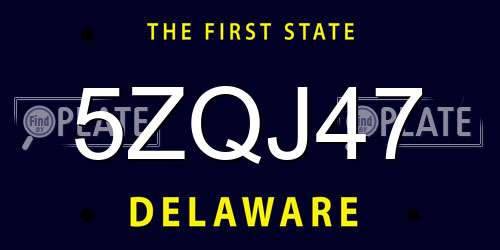 5ZQJ47 Delaware License Plate