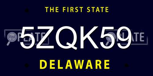 5ZQK59 Delaware License Plate
