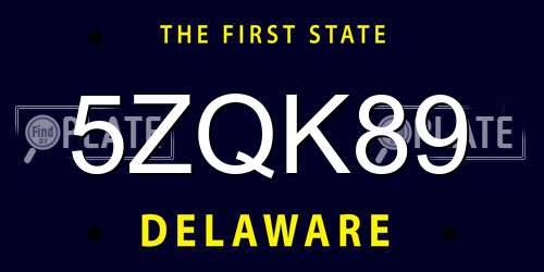 5ZQK89 Delaware License Plate