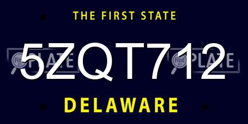 5ZQT712 Delaware License Plate