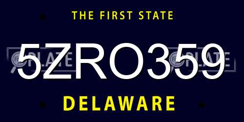 5ZRO359 Delaware License Plate