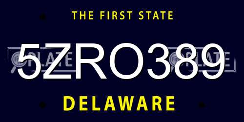 5ZRO389 Delaware License Plate