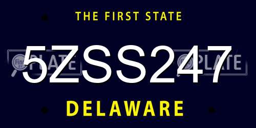 5ZSS247 Delaware License Plate