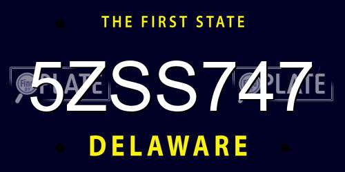 5ZSS747 Delaware License Plate