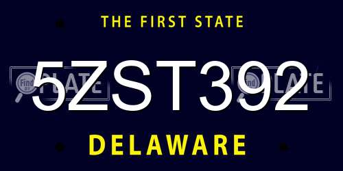 5ZST392 Delaware License Plate