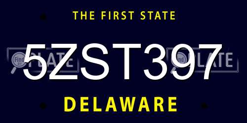 5ZST397 Delaware License Plate