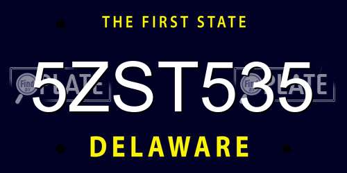 5ZST535 Delaware License Plate