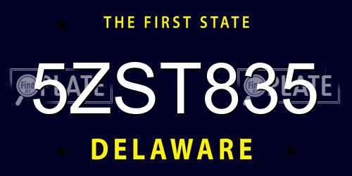 5ZST835 Delaware License Plate