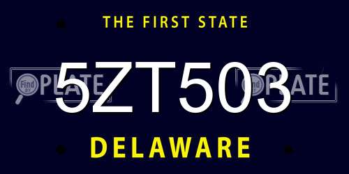 5ZT503 Delaware License Plate
