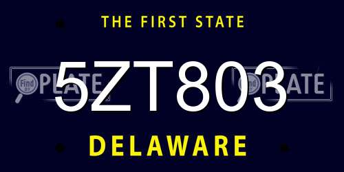 5ZT803 Delaware License Plate