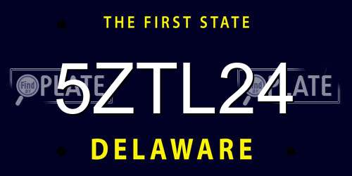 5ZTL24 Delaware License Plate