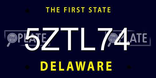 5ZTL74 Delaware License Plate