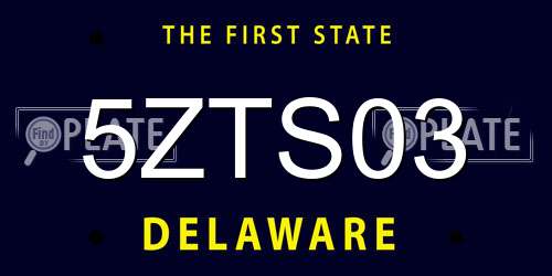 5ZTS03 Delaware License Plate