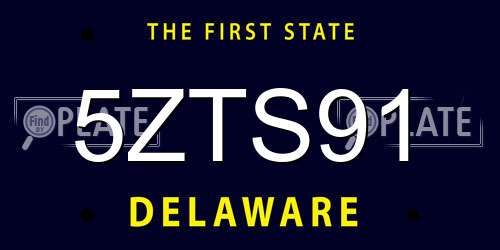 5ZTS91 Delaware License Plate