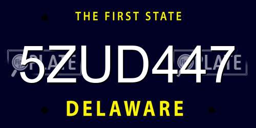 5ZUD447 Delaware License Plate