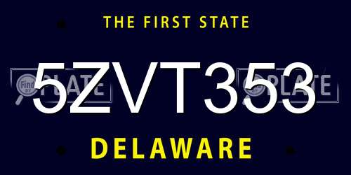 5ZVT353 Delaware License Plate