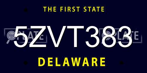 5ZVT383 Delaware License Plate