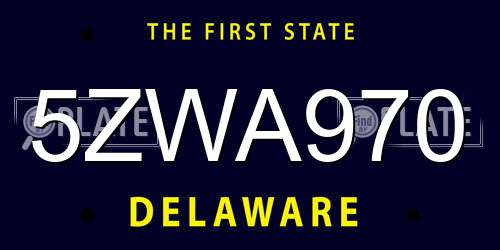 5ZWA970 Delaware License Plate
