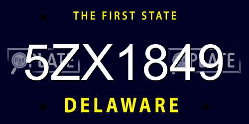 5ZX1849 Delaware License Plate