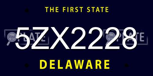 5ZX2228 Delaware License Plate