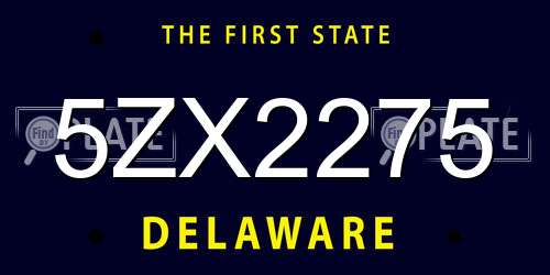 5ZX2275 Delaware License Plate