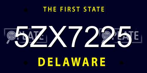 5ZX7225 Delaware License Plate