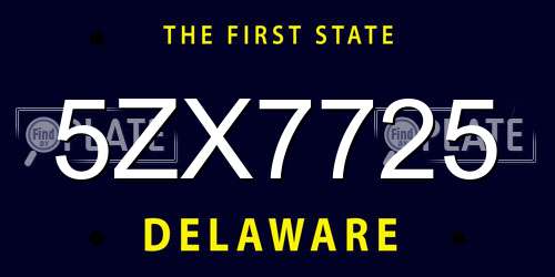 5ZX7725 Delaware License Plate