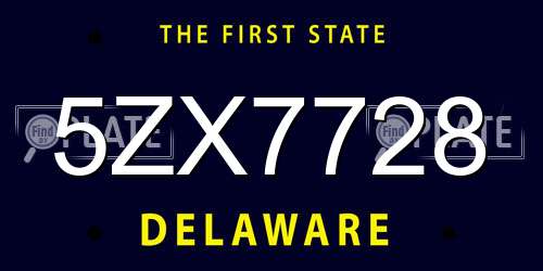 5ZX7728 Delaware License Plate