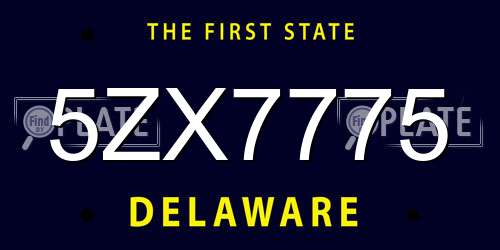 5ZX7775 Delaware License Plate