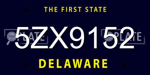 5ZX9152 Delaware License Plate
