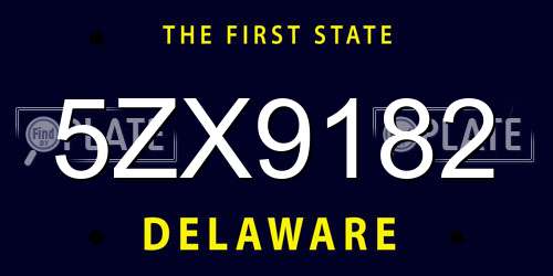 5ZX9182 Delaware License Plate