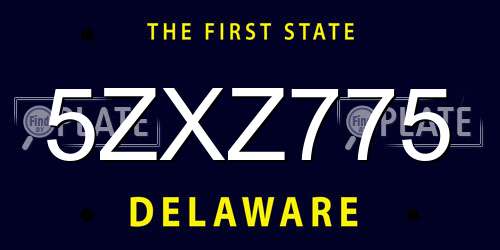 5ZXZ775 Delaware License Plate