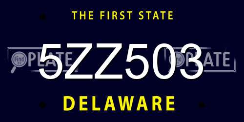 5ZZ503 Delaware License Plate