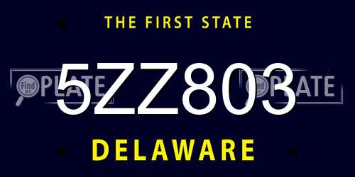 5ZZ803 Delaware License Plate