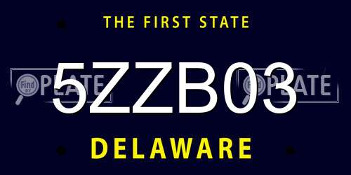 5ZZB03 Delaware License Plate