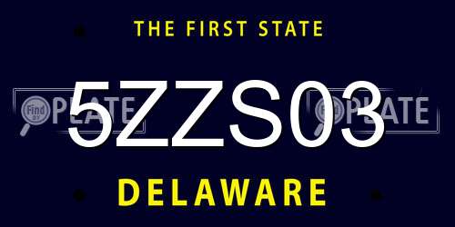 5ZZS03 Delaware License Plate