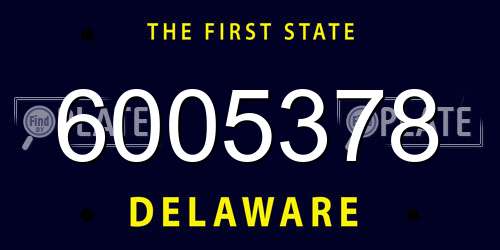 6005378 Delaware License Plate
