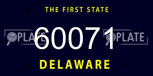 60071 Delaware License Plate