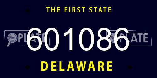601086 Delaware License Plate