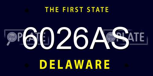 6026AS Delaware License Plate