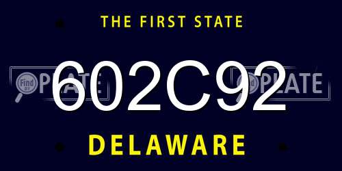 602C92 Delaware License Plate