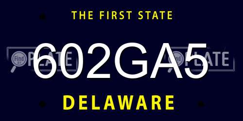 602GA5 Delaware License Plate