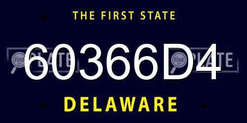 60366D4 Delaware License Plate