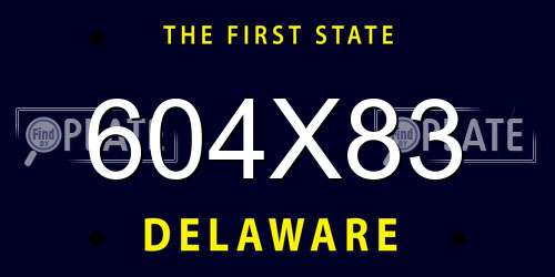 604X83 Delaware License Plate