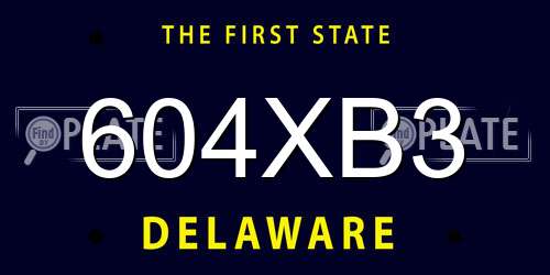 604XB3 Delaware License Plate